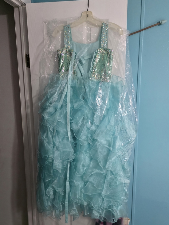 Other - Girls' Aqua Ruffle Sequin Formal Dress - Sleeveless